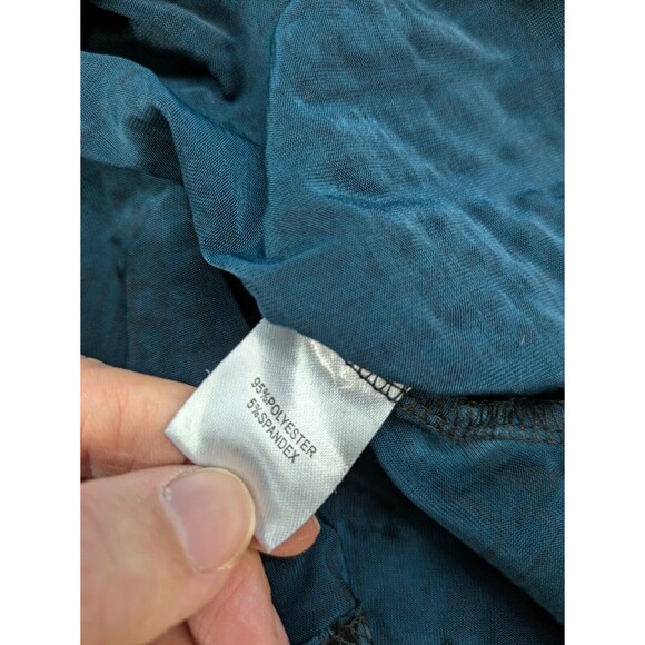 Lucy Diamonds Cropped Peplum Aztec Top Teal Velvet Scoop Neck 1X - Picture 7 of 11